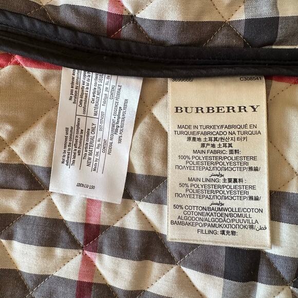 Burberry Brit Black Quilted Trench Coat Button Up Short Jacket Modern British - Picture 8 of 12
